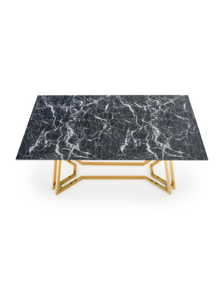KONAMI Stół Czarny Marmur, Podstawa Złoty Połysk 160x90cm - Luksus i Blask