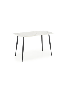 MARCO Stół Biały Szklany Marmur/Nogi Czarne Zwężane 120x70cm - Klasyka