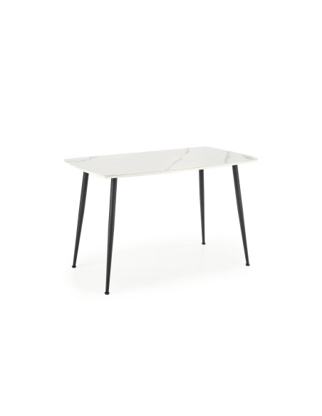 MARCO Stół Biały Szklany Marmur/Nogi Czarne Zwężane 120x70cm - Klasyka