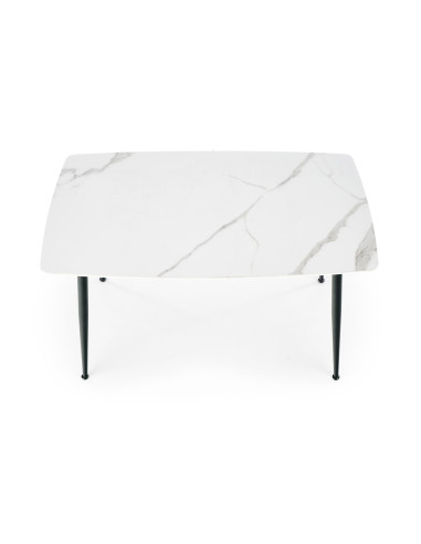 MARCO Stół Biały Szklany Marmur/Nogi Czarne Zwężane 120x70cm - Klasyka
