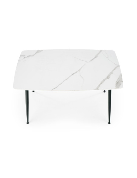 MARCO Stół Biały Szklany Marmur/Nogi Czarne Zwężane 120x70cm - Klasyka