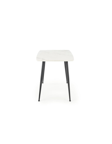 MARCO Stół Biały Szklany Marmur/Nogi Czarne Zwężane 120x70cm - Klasyka