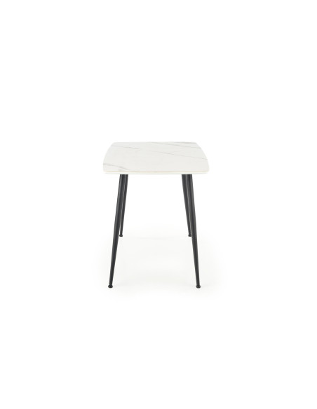 MARCO Stół Biały Szklany Marmur/Nogi Czarne Zwężane 120x70cm - Klasyka