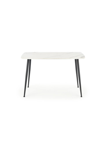 MARCO Stół Biały Szklany Marmur/Nogi Czarne Zwężane 120x70cm - Klasyka