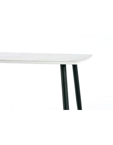 MARCO Stół Biały Szklany Marmur/Nogi Czarne Zwężane 120x70cm - Klasyka