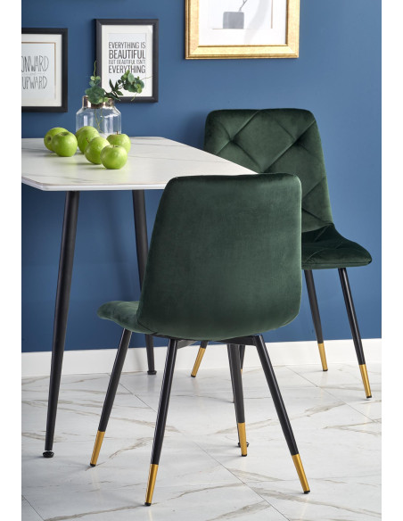 MARCO Stół Biały Szklany Marmur/Nogi Czarne Zwężane 120x70cm - Klasyka