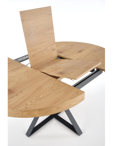 MERCY Okrągły Stół Rozkładany Fi120-160cm Dąb Złoty/Czarny - Funkcjonalny