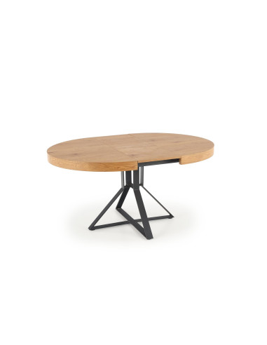 MERCY Okrągły Stół Rozkładany Fi120-160cm Dąb Złoty/Czarny - Funkcjonalny