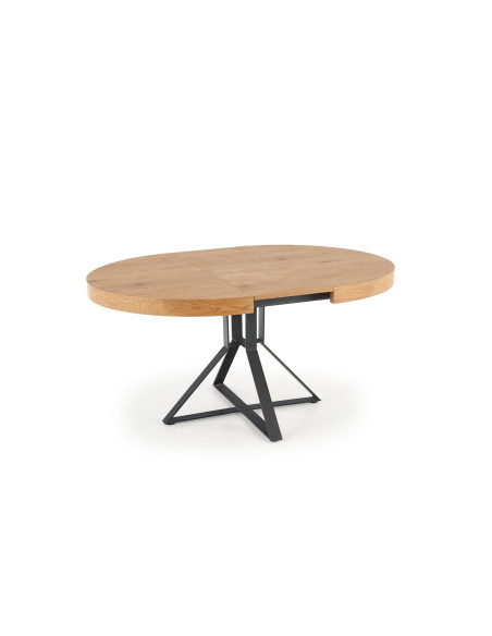 MERCY Okrągły Stół Rozkładany Fi120-160cm Dąb Złoty/Czarny - Funkcjonalny