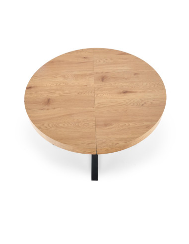 MERCY Okrągły Stół Rozkładany Fi120-160cm Dąb Złoty/Czarny - Funkcjonalny