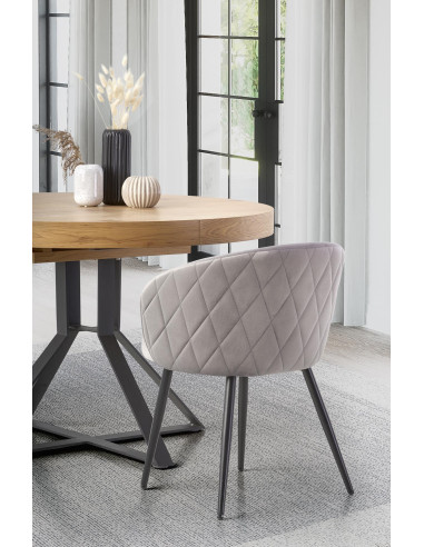 MERCY Okrągły Stół Rozkładany Fi120-160cm Dąb Złoty/Czarny - Funkcjonalny