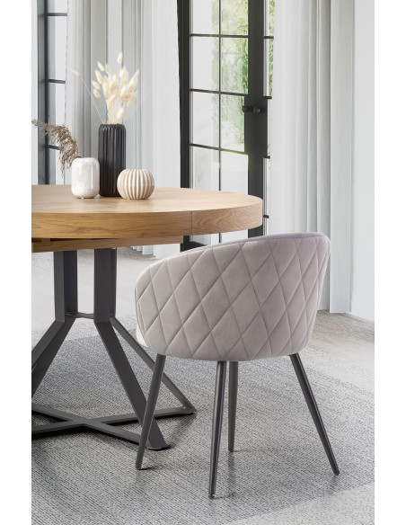 MERCY Okrągły Stół Rozkładany Fi120-160cm Dąb Złoty/Czarny - Funkcjonalny