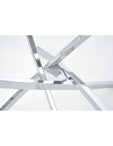 RAYMOND Szklany Okrągły Stół Fi100cm Nogi Chrom Połysk - Elegancja