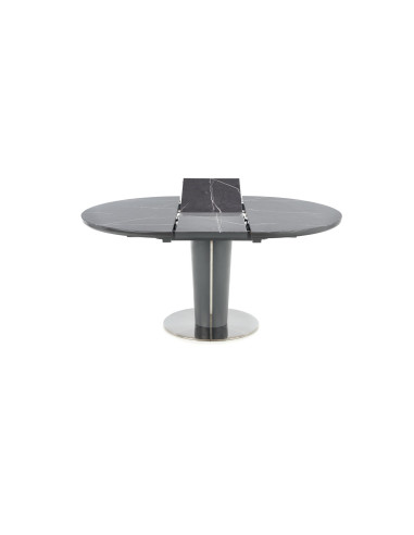 RICARDO Okrągły Stół Rozkładany 120-160cm Marmur/Stal Polerowana - Stylowy