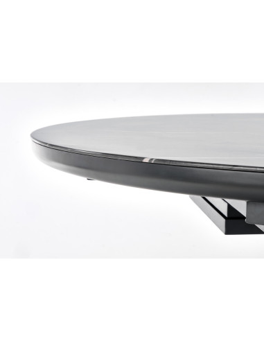 RICARDO Okrągły Stół Rozkładany 120-160cm Marmur/Stal Polerowana - Stylowy