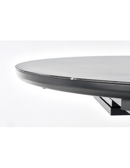 RICARDO Okrągły Stół Rozkładany 120-160cm Marmur/Stal Polerowana - Stylowy