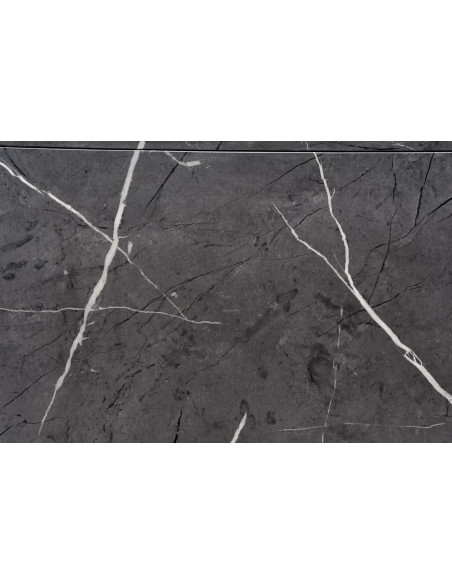 RICARDO Okrągły Stół Rozkładany 120-160cm Marmur/Stal Polerowana - Stylowy