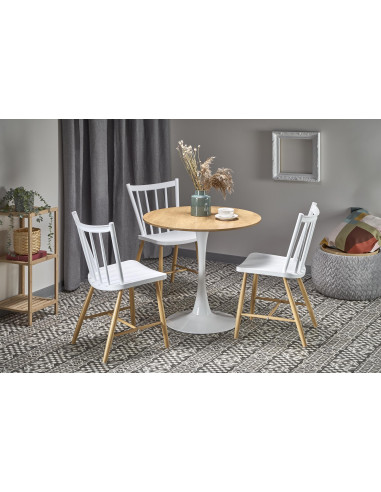 STING Okrągły Stół Fi80cm Naturalny/Noga Okrągła Biała - Drewno i Styl