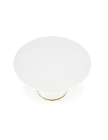 VEGAS Okrągły Stół Blat Biały, Noga Biała/Złota Fi120cm - Nowoczesny