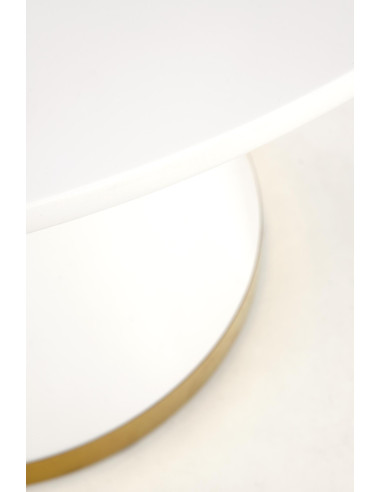 VEGAS Okrągły Stół Blat Biały, Noga Biała/Złota Fi120cm - Nowoczesny