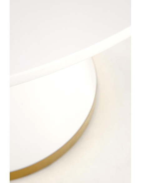 VEGAS Okrągły Stół Blat Biały, Noga Biała/Złota Fi120cm - Nowoczesny