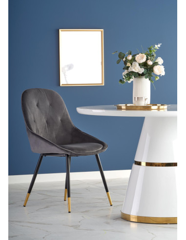 VEGAS Okrągły Stół Blat Biały, Noga Biała/Złota Fi120cm - Nowoczesny