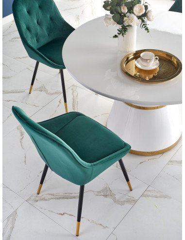 VEGAS Okrągły Stół Blat Biały, Noga Biała/Złota Fi120cm - Nowoczesny