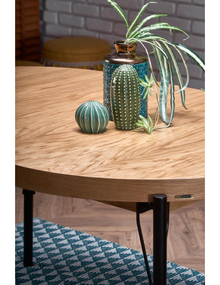 INFERNO Duży Stół Rozkładany 100-300cm Dąb Naturalny - Czarny