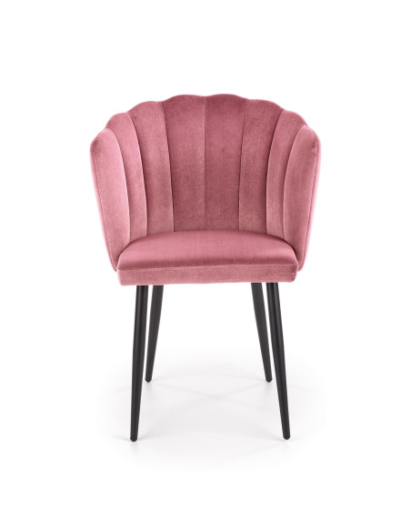 K386 Krzesło Velvet Różowe - Słodki Akcent i Wygoda - Oparcie Muszelkowe