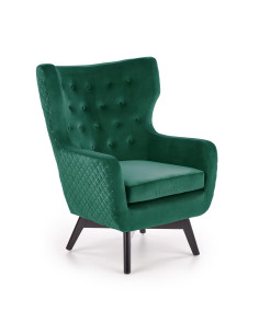 MARVEL Fotel Wypoczynkowy Uszak Pikowany Ciemnozielony