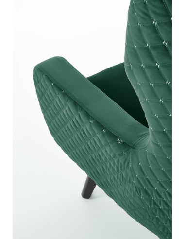 MARVEL Fotel Wypoczynkowy Uszak Pikowany Ciemnozielony