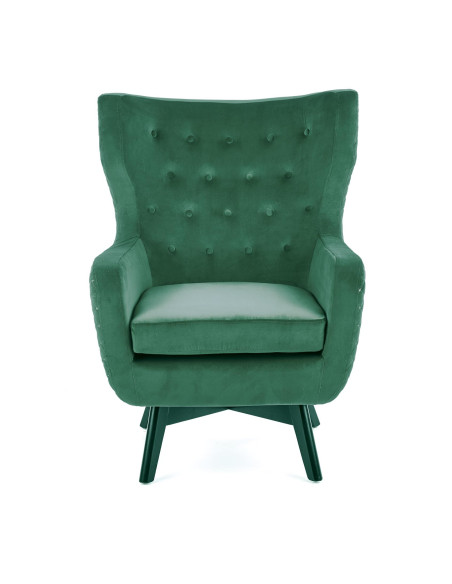 MARVEL Fotel Wypoczynkowy Uszak Pikowany Ciemnozielony