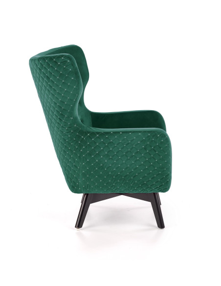MARVEL Fotel Wypoczynkowy Uszak Pikowany Ciemnozielony