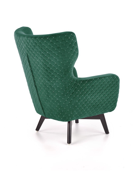 MARVEL Fotel Wypoczynkowy Uszak Pikowany Ciemnozielony