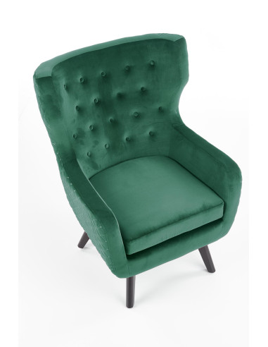 MARVEL Fotel Wypoczynkowy Uszak Pikowany Ciemnozielony