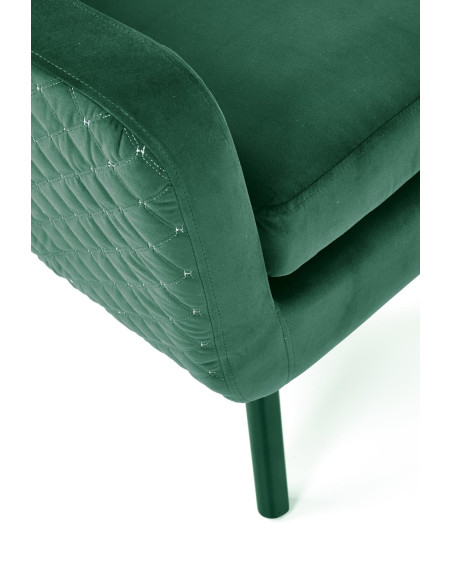 MARVEL Fotel Wypoczynkowy Uszak Pikowany Ciemnozielony