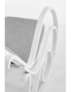 MAX Drewniany Fotel Bujany Biały/Oparcie Szare - Relaks i Elegancja 2