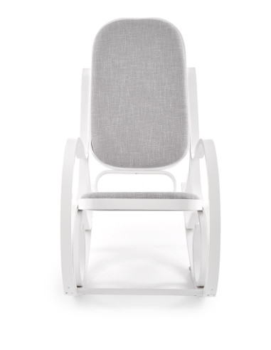 MAX Drewniany Fotel Bujany Biały/Oparcie Szare - Relaks i Elegancja