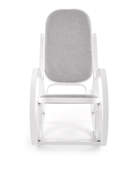 MAX Drewniany Fotel Bujany Biały/Oparcie Szare - Relaks i Elegancja