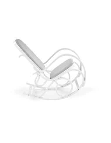 MAX Drewniany Fotel Bujany Biały/Oparcie Szare - Relaks i Elegancja