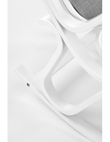 MAX Drewniany Fotel Bujany Biały/Oparcie Szare - Relaks i Elegancja