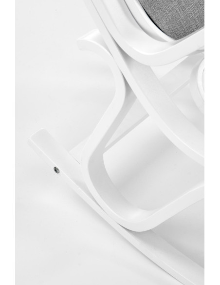 MAX Drewniany Fotel Bujany Biały/Oparcie Szare - Relaks i Elegancja