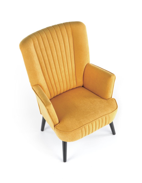 DELGADO Fotel Wypoczynkowy Velvet Musztardowy - Ciepły Akcent i Styl