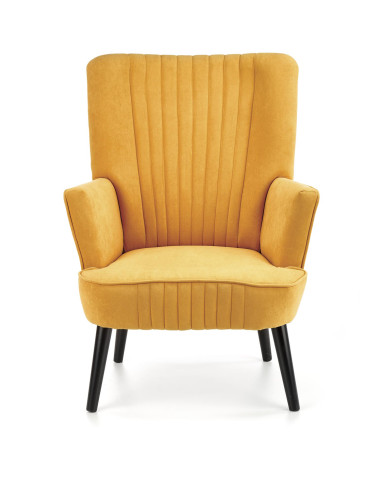 DELGADO Fotel Wypoczynkowy Velvet Musztardowy - Ciepły Akcent i Styl