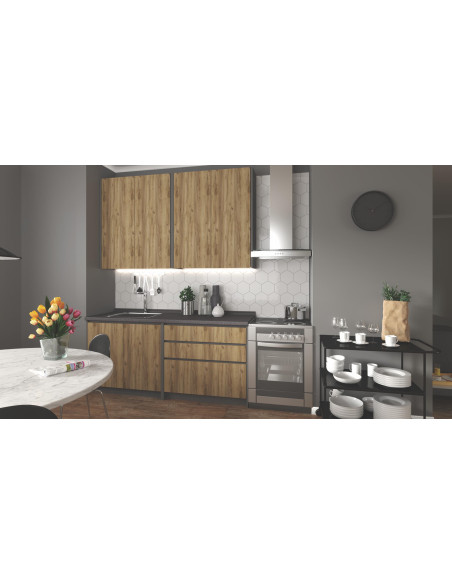 IDEA Zestaw Kuchenny Dąb Craft/Antracyt 180cm - Elegancja i Funkcjonalność