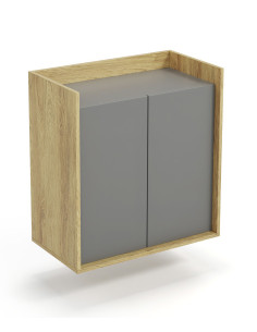 MOBIUS Szafka 78x41x83cm Hikora Naturalna/Fronty Szary Przykurzony