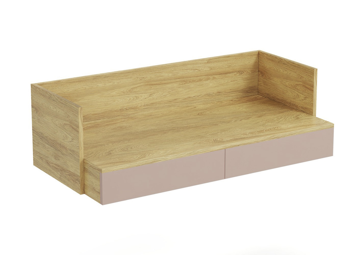 Szafka MOBIUS 110x55x38 cm, hikora naturalna, fronty antyczny róż – widok z przodu.