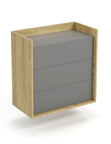 MOBIUS Szafka 78x41x83cm Hikora Naturalna/Fronty Szary Przykurzony