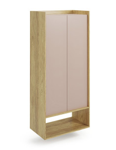 MOBIUS Szafka Wysoka 78x41x179cm Hikora Naturalna/Fronty Antyczny Róż