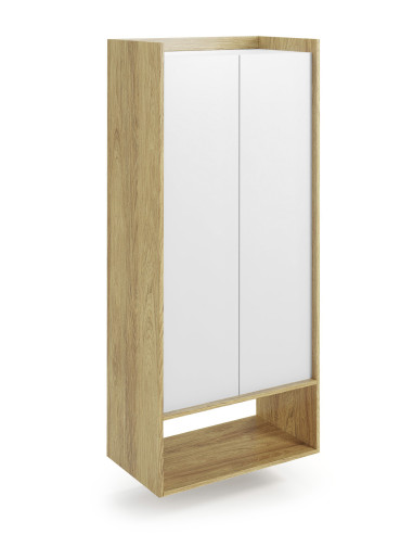 MOBIUS Szafka Wysoka 78x41x179cm Hikora Naturalna/Fronty Biel Alpejska